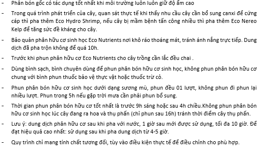 bảo quản và sử dụng phân hữu cơ eco