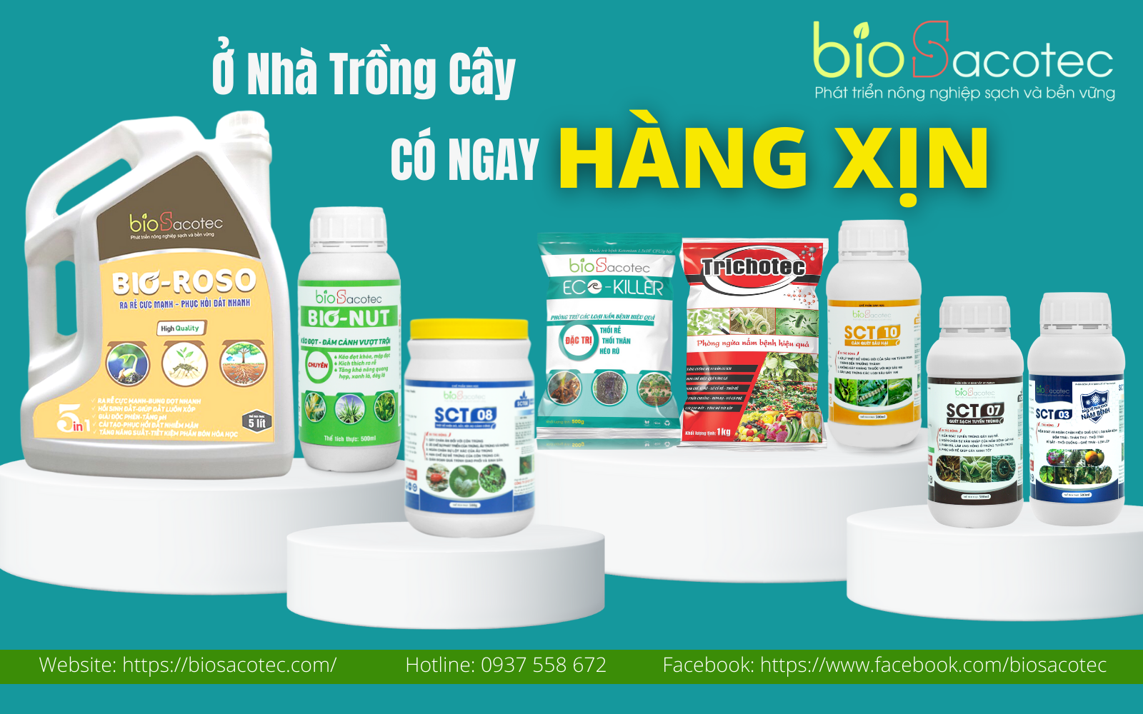 sản phẩm phân bón hữu cơ và chế phẩm sinh học BioSacotec